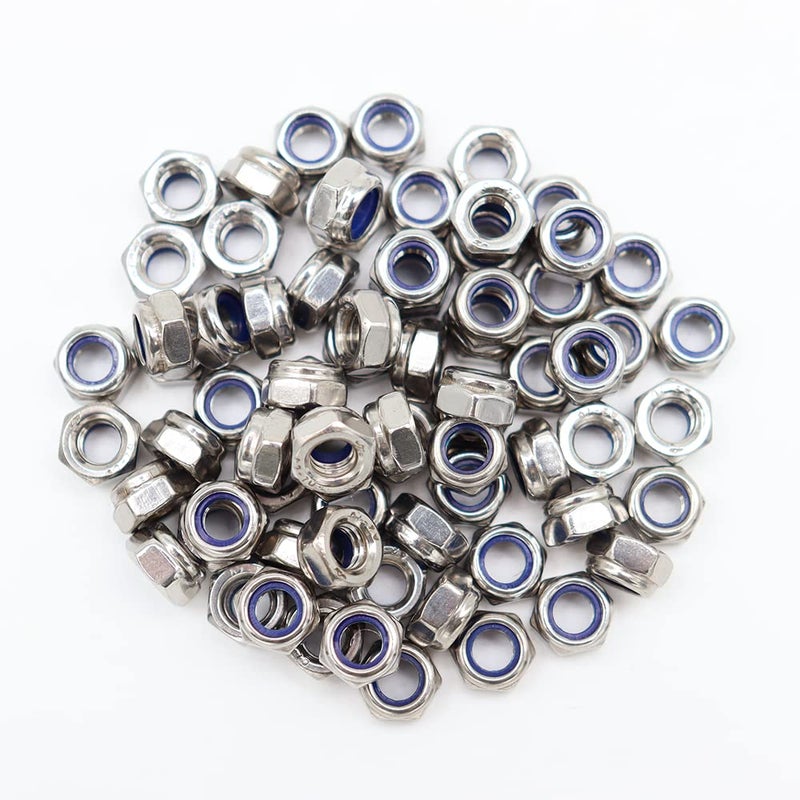 STORMCUBE M6x1mm Nylon Insert Hex Lock Nuts 80 Pack 304 Stainless Steel DIN985 Self-Locking Nylon Lock Nuts Plain Finish for Industrial Construction Fasteners - Image 3